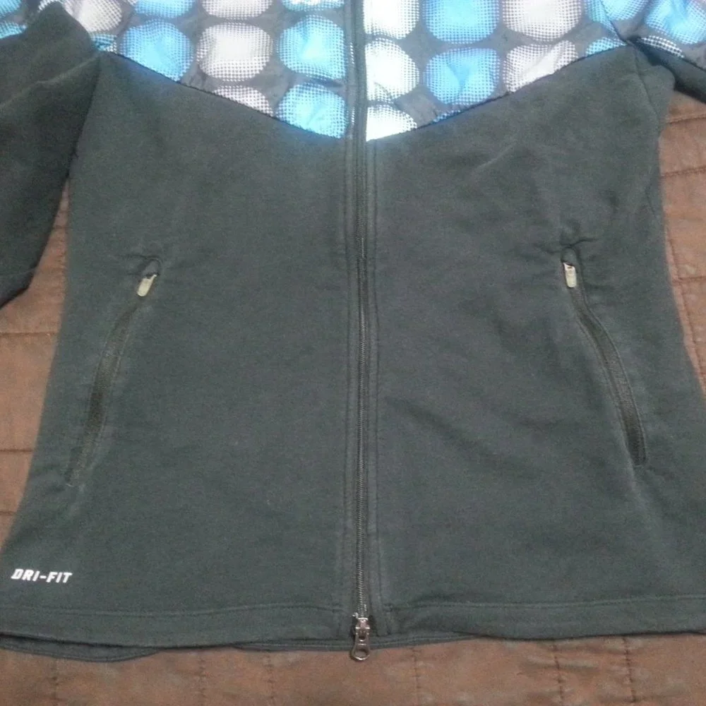 Nike Jacket Windrbreaker Running Dri Fit Hooded Women's Small Black Blue - Picture 5 of 12